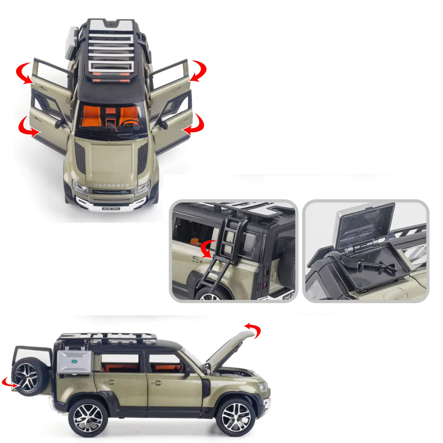 Kielelezo cha kuvutia cha Land Rover Defender Range Rover cha 1/18