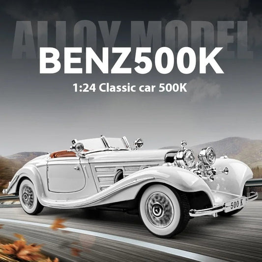 1:24 gari la modeli ya chuma aina ya Benz 500K ya kiwango cha 1:24.